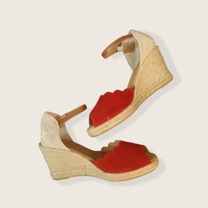 Paseart Red peep toe wedge sandal worn twice size 9.5/40